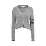 Thom Browne Stilfull Stickad Cardigan Tröja Gray, Dam