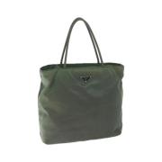 Prada Vintage Pre-owned Nylon handvskor Green, Dam