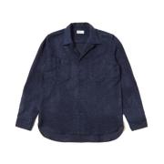 Universal Works Worker Navy Work Shirt Blue, Herr