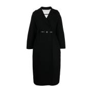 Jil Sander Elegant Wool Coat in Dark Blue Black, Dam