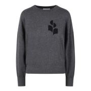 Isabel Marant Étoile Kontrasterande Logotyp Crew Neck Tröja Gray, Dam