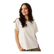 IN Front Broderad T-shirt Off White White, Dam