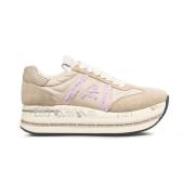 Premiata Beige Platform Sneakers Beth Beige, Dam