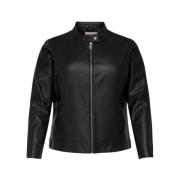 Only Carmakoma Faux Leather Jacket Black, Dam