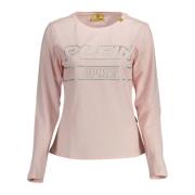 Plein Sport Rosa Bomullslångärmad T-shirt Pink, Herr