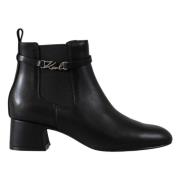 Karl Lagerfeld Modernt Klassiska Läder Chelsea Boots Black, Dam