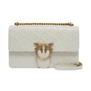 Pinko Klassisk Vitello Väska Bianco Seta-Antique White, Dam