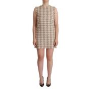 Dolce & Gabbana Elegant Rutig Shift Mini Klänning Beige, Dam