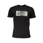 Cavalli Class Svart Bomull T-shirt med Tryckt Logotyp Black, Herr