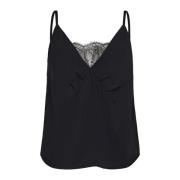 Co'Couture Svart Spetsdetalj Singlet Topp Black, Dam