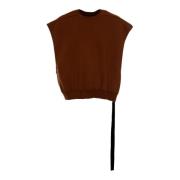 Rick Owens Ärmlös fleecefodrad sweatshirt med banddetalj Brown, Herr