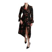 Dolce & Gabbana Blommig broderad trenchcoat Black, Dam