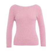 Roberto Collina Angora Crew Neck Stickad Tröja Pink, Dam