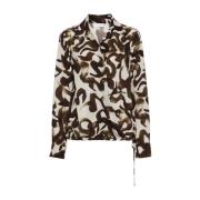 Dries Van Noten Brun Wrap Skjorta Handmålad Print Brown, Dam