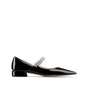 Jimmy Choo Svart Lackläder Glittrande Platta Skor Black, Dam