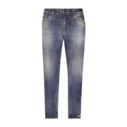 Dolce & Gabbana Blå Distressed Slim-Fit Bomullsjeans Blue, Herr