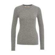 Jucca Italiensk Stickad Crew Neck Sweatshirt Gray, Dam