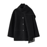 TotêMe Broderad Scarf Jacket Black, Dam