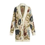 Etro Brun Paisley Jacquard Stickad Kofta Multicolor, Dam