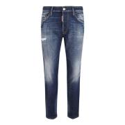 Dsquared2 Blå Jeans med Läderapplikationer Blue, Herr