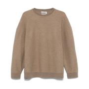 Max Mara Texturerad Crew Neck Ulltröja Brown, Dam