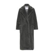 Max Mara Faux-Fur Dubbelknäppt Kappa Gray, Dam