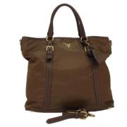 Prada Vintage Pre-owned Nylon totevskor Brown, Dam