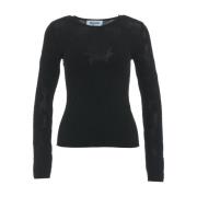 Blugirl Rose Mönstrad Crew Neck Sweater Black, Dam