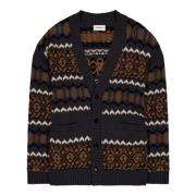 Laneus Fantasia Jacquard Cardigan Brown, Herr