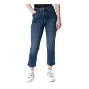 Pepe Jeans Hög Midja Slim Fit Crop Jeans Blue, Dam