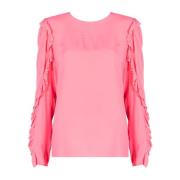 Liu Jo Elegant Blus med Volangärmar Pink, Dam