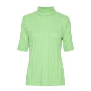 My Essential Wardrobe Rollneck Blouse Top Irish Green Melange Green, D...