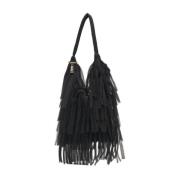 La Milanesa Fringe Axelväska Agnese Small Black, Dam