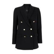 Plain Units Svart Dubbelknäppt Cady Blazer Black, Dam