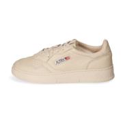 Autry Låg Lädersneaker med Sydda Många Lagers Insatser Beige, Herr