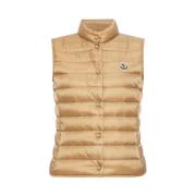 Moncler Beige Dunväst med Logo Patch Beige, Dam