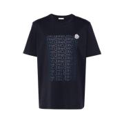 Moncler Blå Logo Print T-shirt Blue, Herr