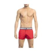 Bikkembergs Röda Micro-Badshorts med Kontrastband Red, Herr