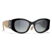 Chanel Gradient Grey Polarized Solglasögon Black, Dam