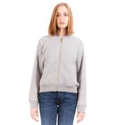 Gant Grå Bomull Dragkedja Sweatshirt Gray, Dam