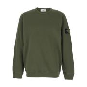 Stone Island Grön Crewneck Sweatshirt Logo Patch Green, Herr