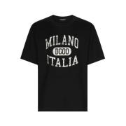 Dolce & Gabbana Logo Print Bomull T-shirt Svart Black, Herr