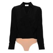 Elisabetta Franchi Svart Skjorta Bodysuit Black, Dam