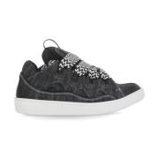 Lanvin Svarta Bomulls Sneakers med Herringbone Detalj Black, Dam