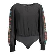 Desigual Body med lång ärm och bred halsringning Black, Dam