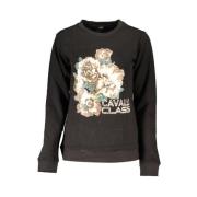 Cavalli Class Svart Bomullsweatshirt med Tryckt Logotyp Black, Dam