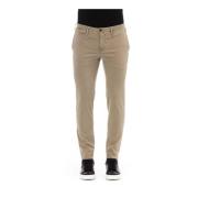 PT Torino Beige Slim-Fit Cotton Trousers Beige, Herr