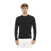 Baldinini Långärmad Crewneck Monogram Tröja Black, Herr