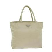 Prada Vintage Pre-owned Nylon handvskor Beige, Dam