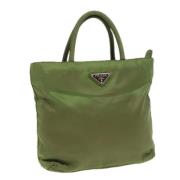 Prada Vintage Pre-owned Nylon handvskor Green, Dam